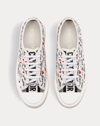 Dioramour Walk'n'Dior Platform White Cotton with Embroidered Black and Red Je Vous Adore Motif Low Top Sneakers View 2