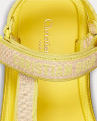 Dioriviera D-Wave Natural Raffia and Lemon Yellow Embroidered Cotton Sandals View 4