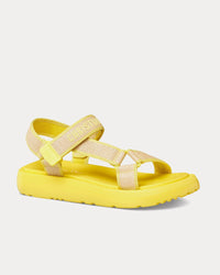 Dioriviera D-Wave Natural Raffia and Lemon Yellow Embroidered Cotton Sandals View 3