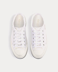 Dioriviera Walk'n'Dior Platform White Fringed and Embroidered Cotton Canvas Low Top Sneakers View 2