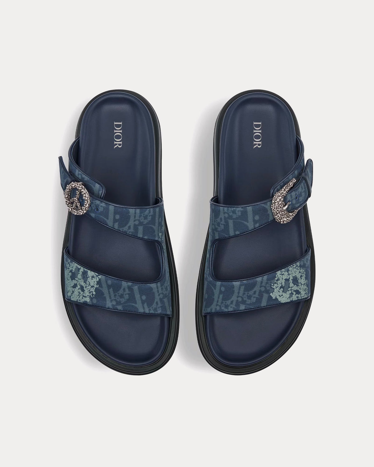 Dior Tears Aqua Blue Dior Oblique and Peace Sign Dior Tears Denim Sandals