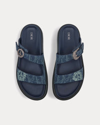 Dior Tears Aqua Blue Dior Oblique and Peace Sign Dior Tears Denim Sandals