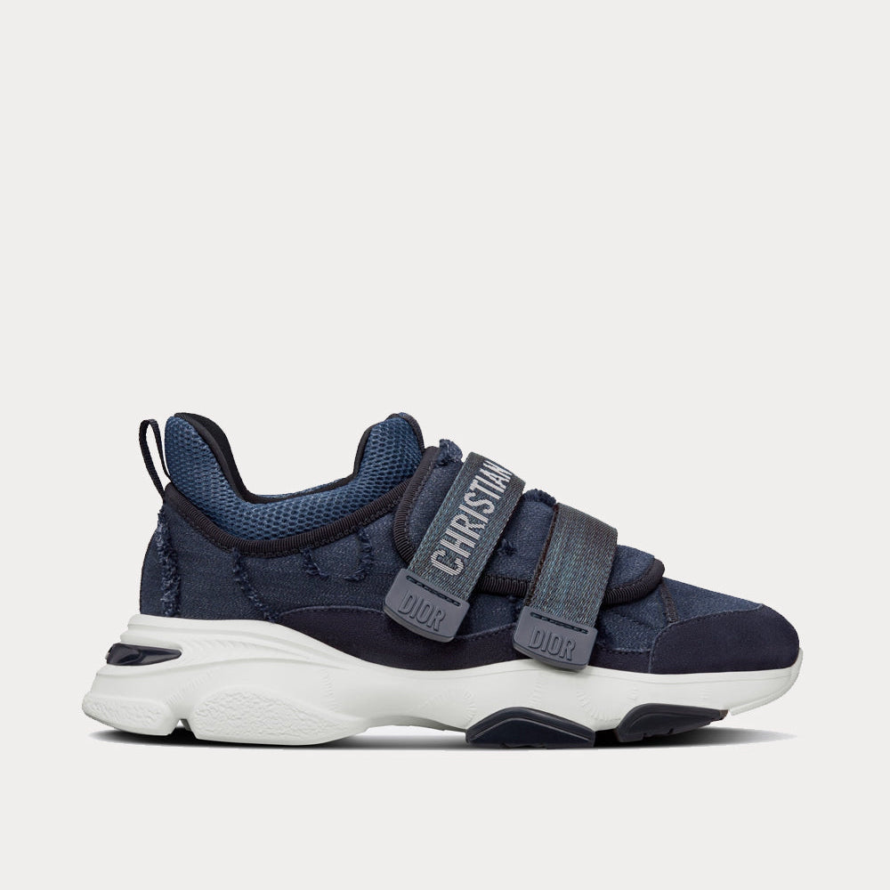 D-Wander Denim Blue Camouflage Technical Fabric Low Top Sneakers