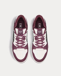B57 Burgundy and White Smooth Calfskin with Beige and Black Dior Oblique Jacquard Low Top Sneakers