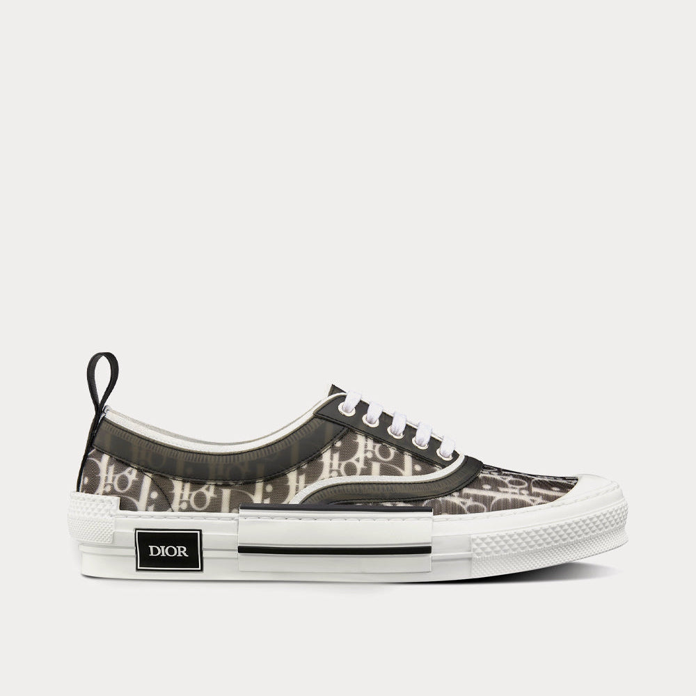 B23 Black and White Dior Oblique Canvas Low Top Sneakers