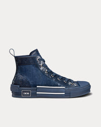 B23 Transparent Canvas with Blue Raised Dior Oblique High Top Sneakers
