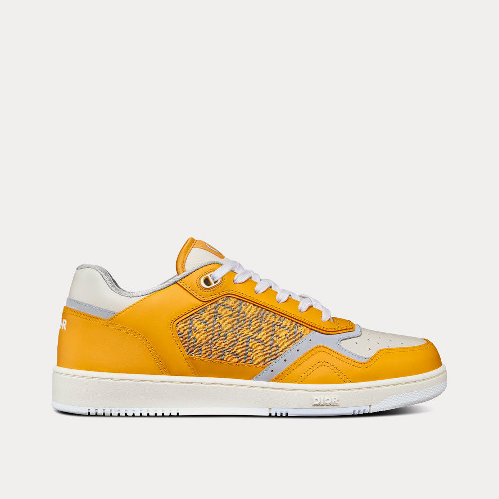 B27 Gold-Tone Smooth Calfskin and Dior Oblique Jacquard Low Top Sneakers