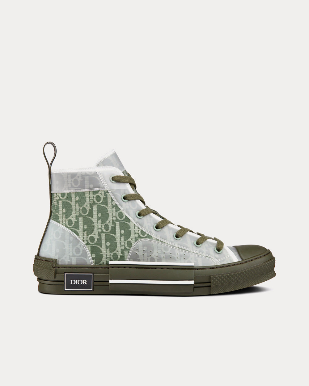 B23 Olive Dior Oblique Canvas High Top Sneakers