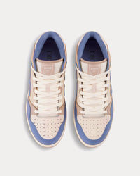 B57 Blue and Cream Smooth Calfskin and Beige Suede Mid Top Sneakers