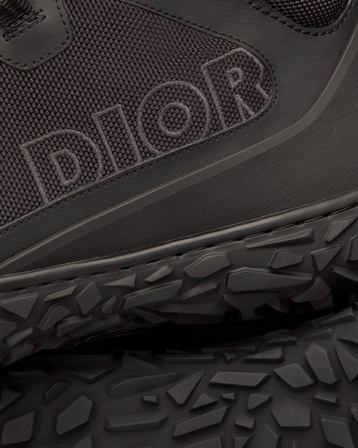 Diorizon Hiking Ankle Boot Black Technical Mesh and Rubber High Top Sneakers