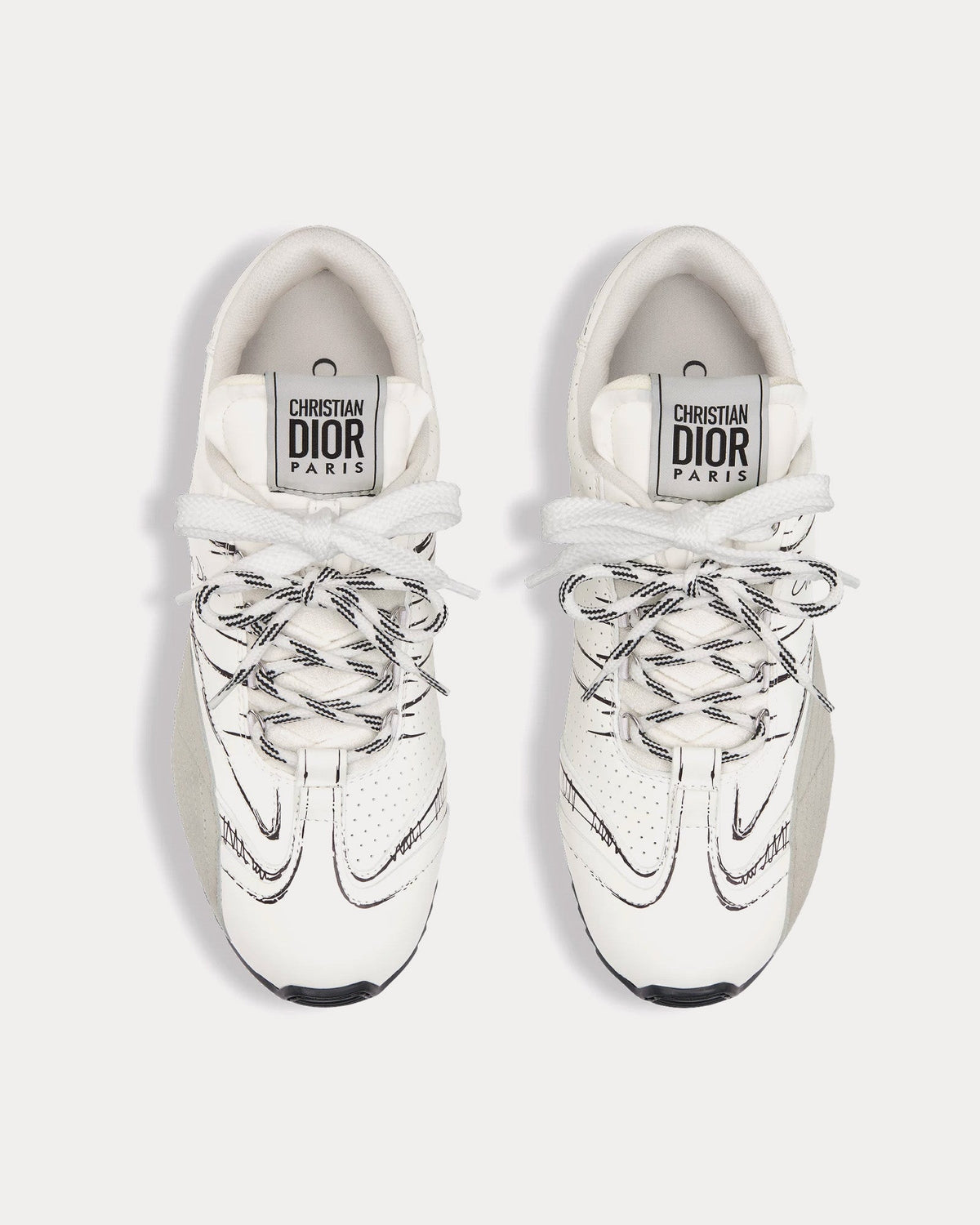 D-Sketch Nylon & Calfskin White Low Top Sneakers