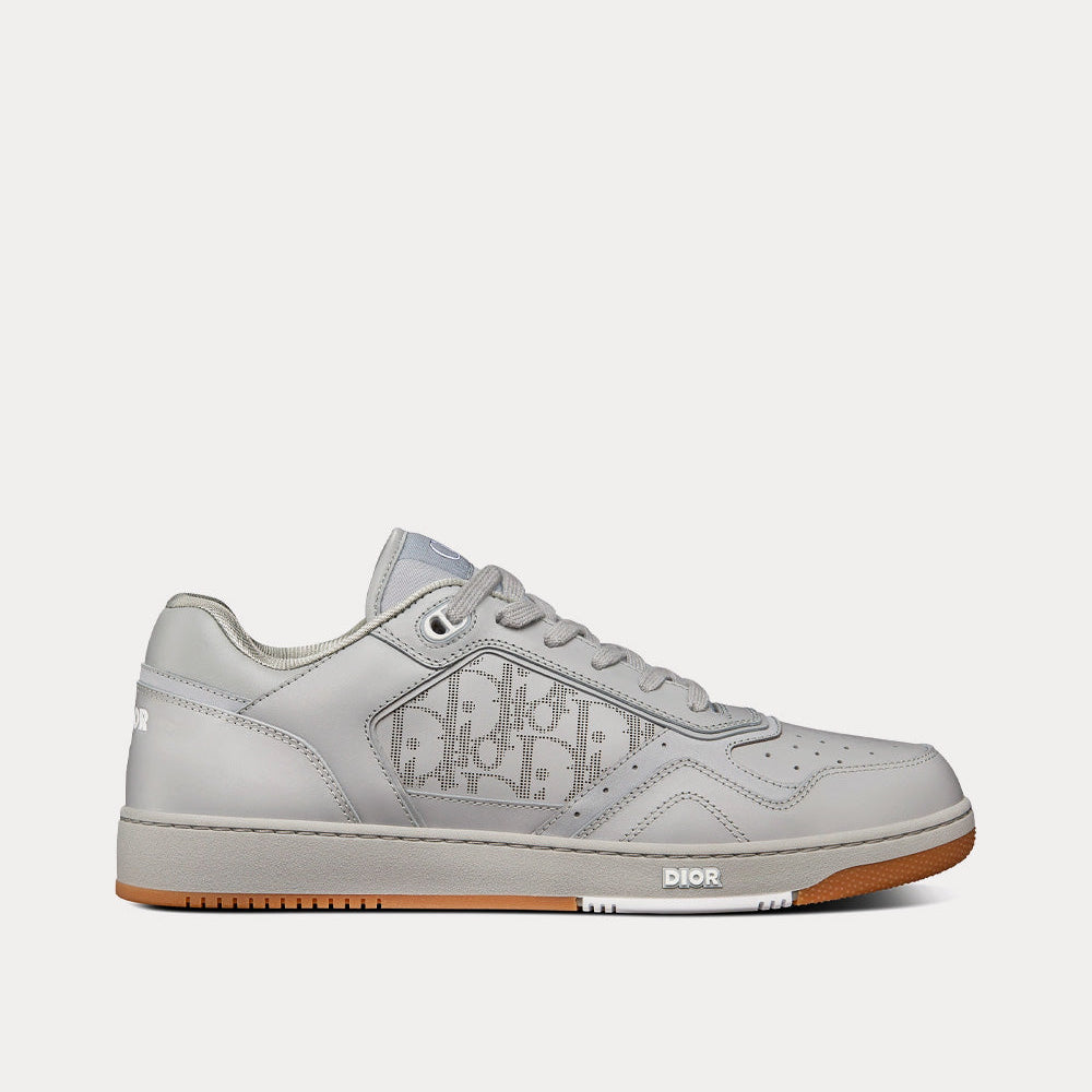 B27 Gray Smooth Calfskin and Dior Oblique Galaxy Leather Low Top Sneakers