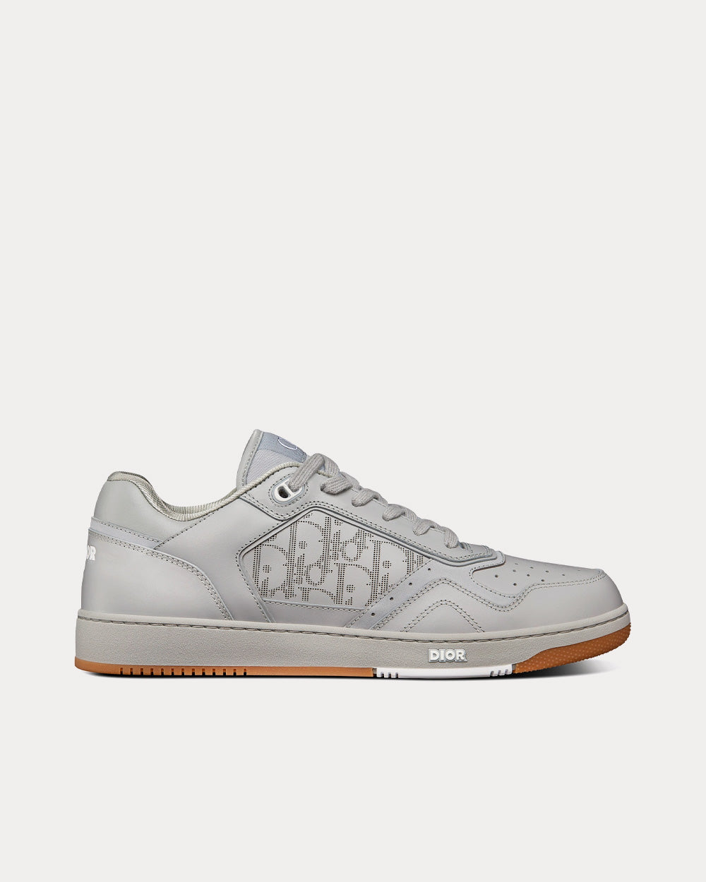 B27 Gray Smooth Calfskin and Dior Oblique Galaxy Leather Low Top Sneakers