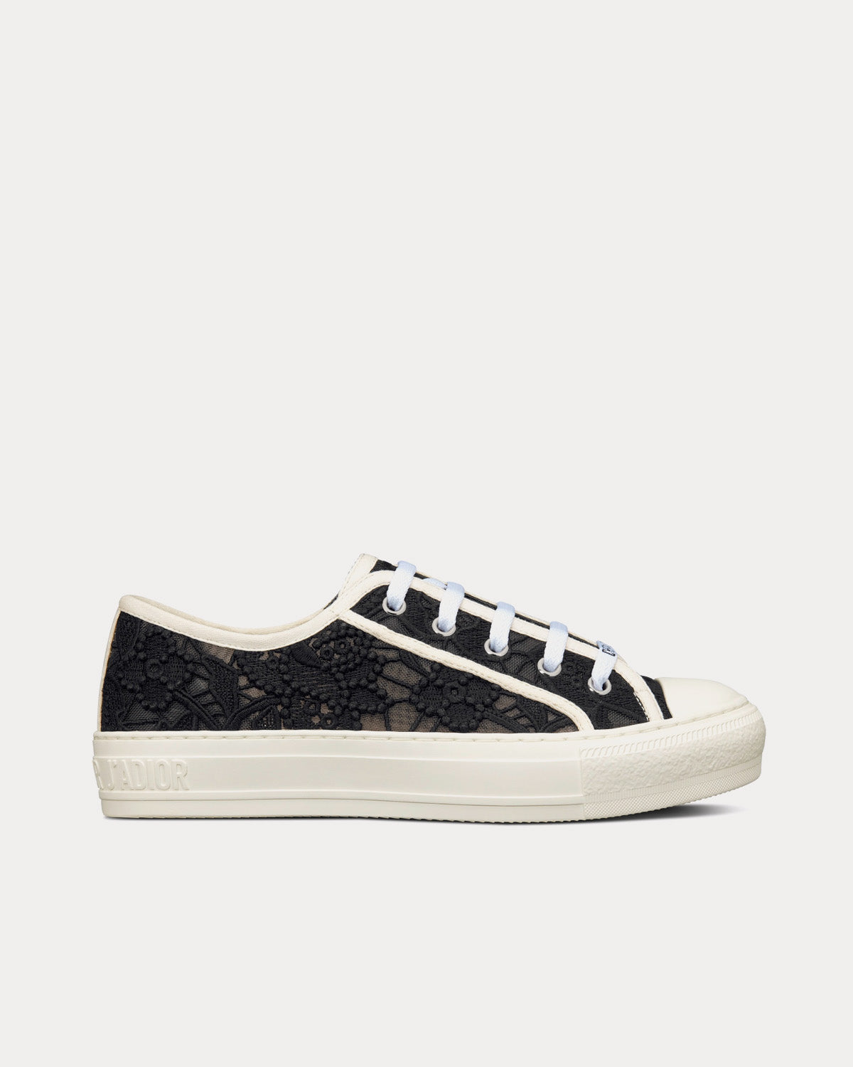 Walk'n'Dior Black Macramé Embroidered Cotton Low Top Sneakers