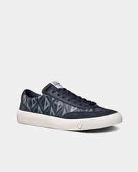 B101 Navy Blue CD Diamond Canvas, Smooth Calfskin and Nubuck Low Top Sneakers