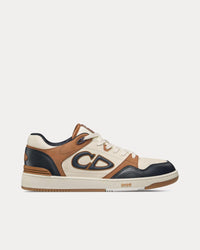 B57 Navy Blue and Cream Smooth Calfskin with Brown Suede Low Top Sneakers