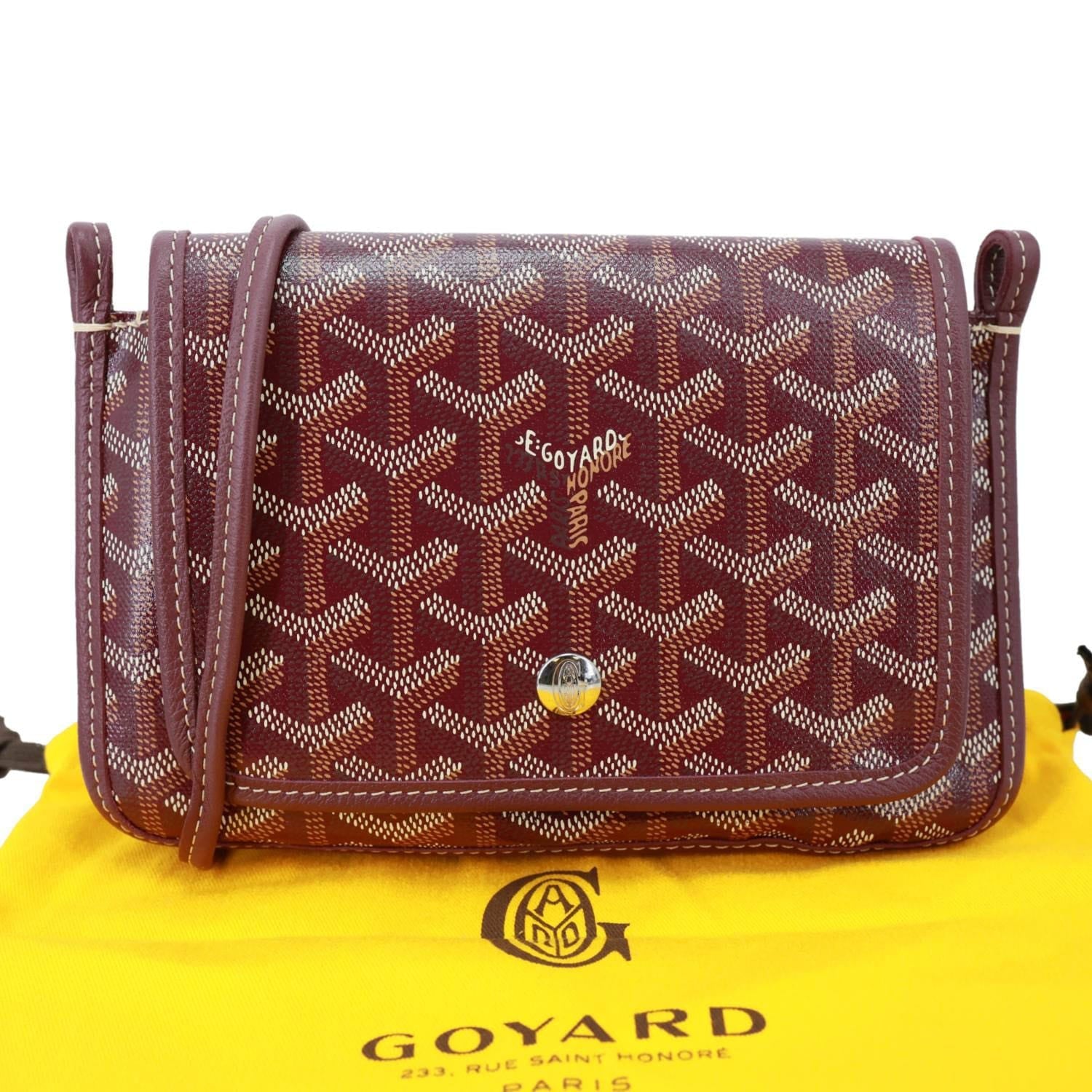 GOYARD Plumet Chevron Print Canvas Clutch Shoulder Bag Burgundy