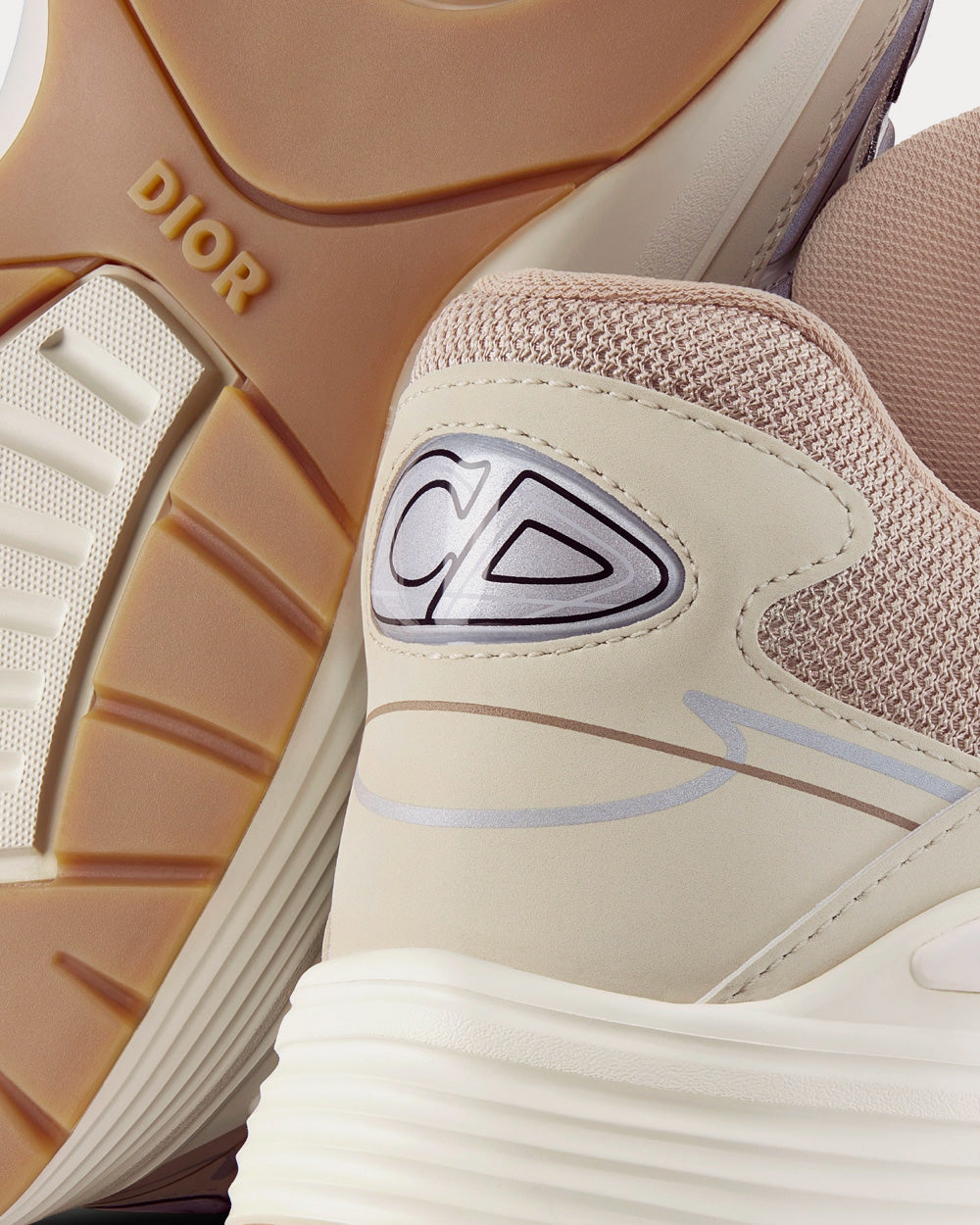 B30 Cream Mesh and Technical Fabric Low Top Sneakers