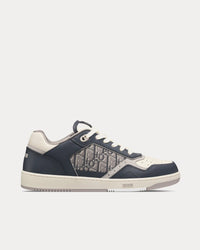 B27 Deep Gray and Cream Smooth Calfskin with Deep Gray Dior Oblique Jacquard Low Top Sneakers