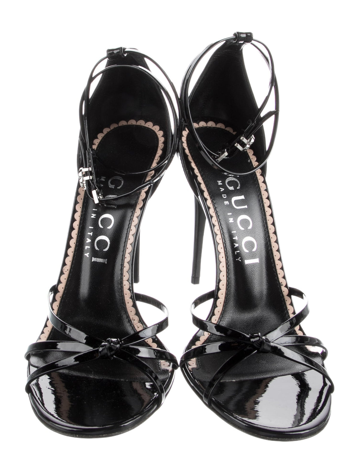 Gucci Double G Logo Patent Leather Sandals