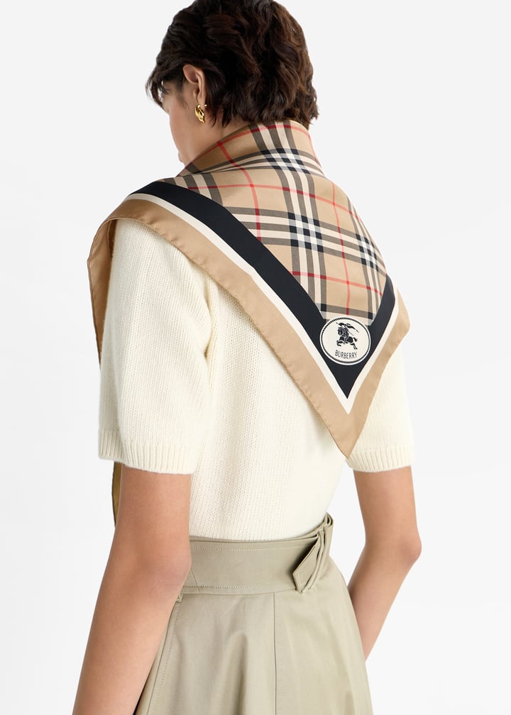 Check Knight Stamp Silk Twill Scarf