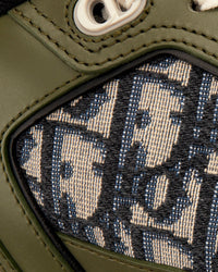 B27 Olive and Cream Smooth Calfskin with Beige and Black Dior Oblique Jacquard Low Top Sneakers