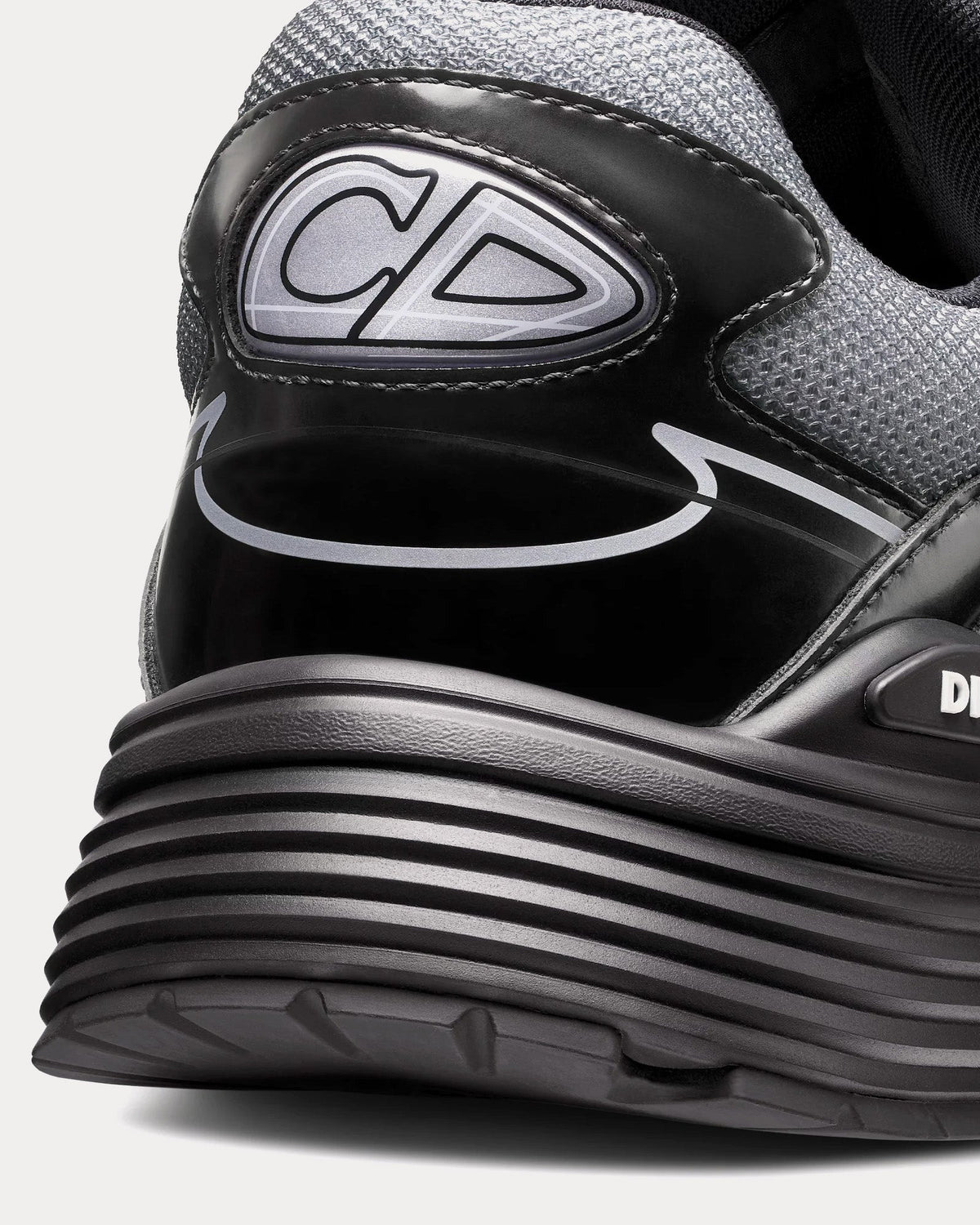 B30 Light Gray Technical Mesh and Black Brilliant-Finish Technical Fabric Low Top Sneakers