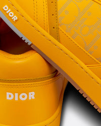 World Tour B27 Yellow Dior Oblique Galaxy Leather with Smooth Calfskin and Suede Low Top Sneakers