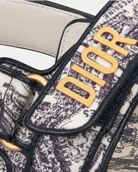 Dioract White and Navy Blue Technical Fabric with Plan de Paris Print Sandals