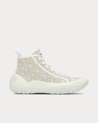 B28 Off-White Dior Oblique Jacquard and White Rubber High Top Sneakers