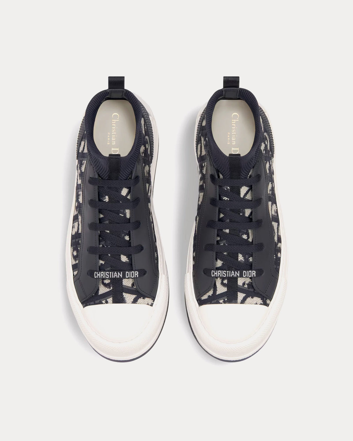 Walk'n'Dior Platform Deep Blue Dior Oblique Technical Mesh and Calfskin High Top Sneakers