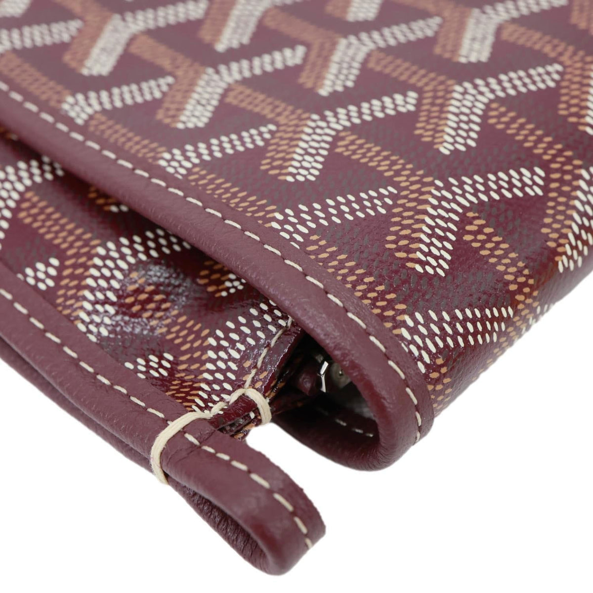 GOYARD Plumet Chevron Print Canvas Clutch Shoulder Bag Burgundy