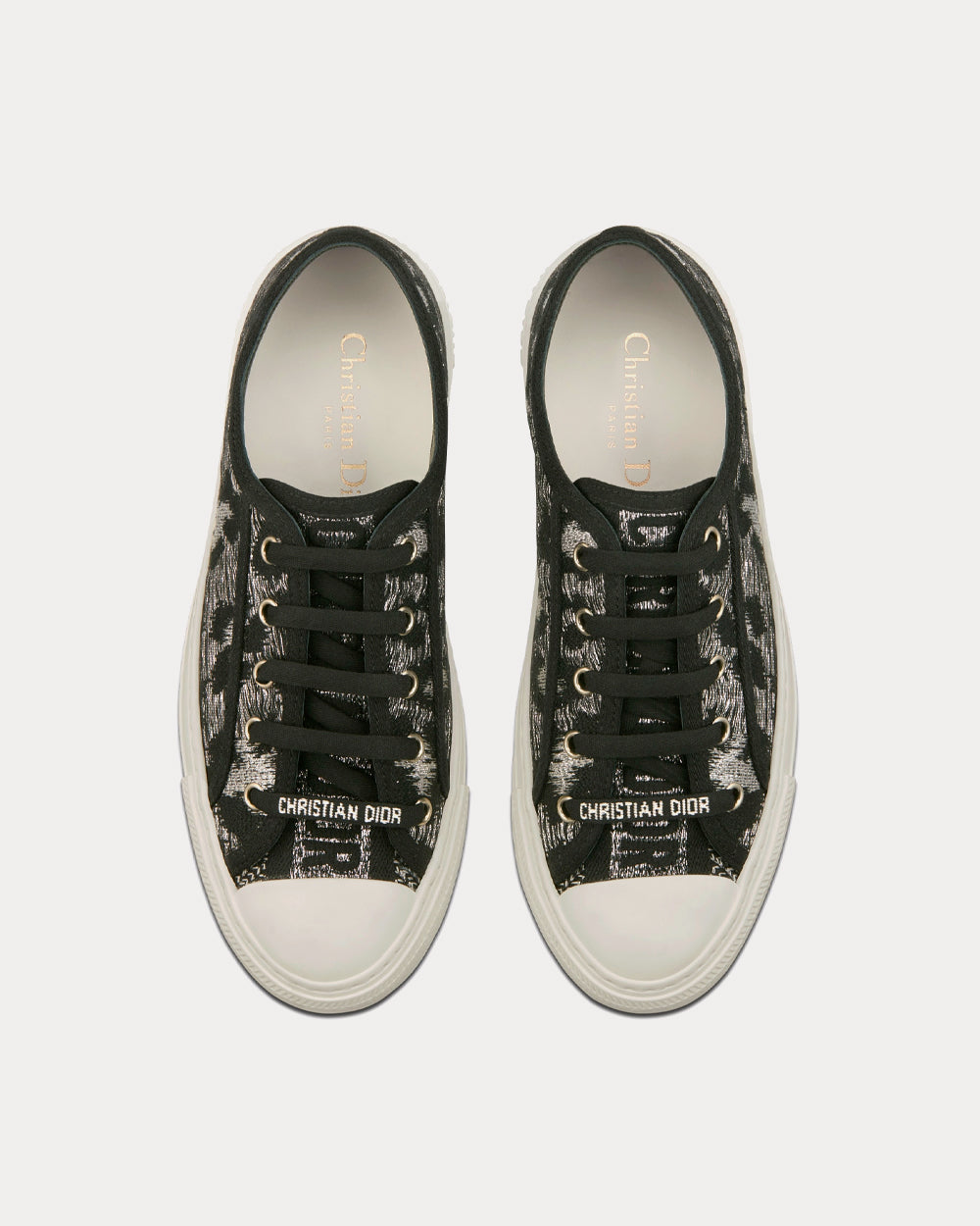 Walk'n'Dior Gray Mizza Embroidered Cotton and Metallic Thread Low Top Sneakers