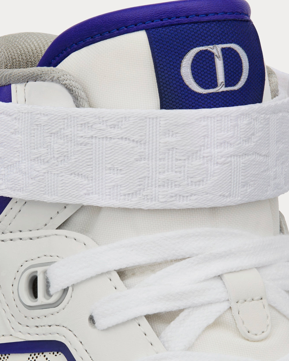B27 White and Purple Smooth Calfskin with White Dior Oblique Galaxy Leather High Top Sneakers