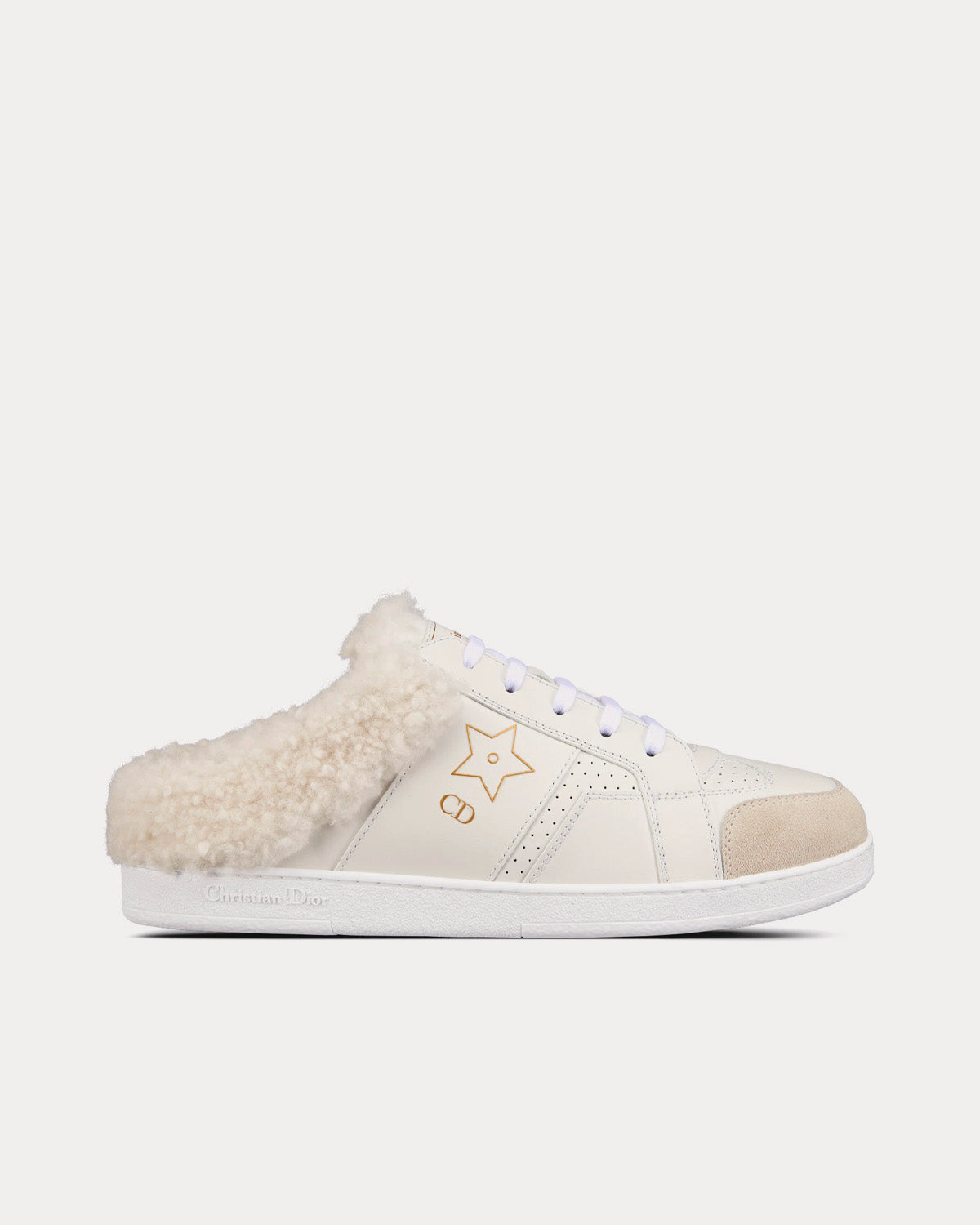 Dior Star White Calfskin and Shearling Low Top Sneakers