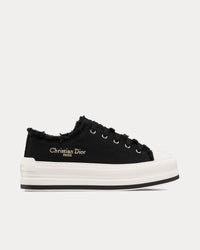 Dioriviera Walk'n'Dior Platform Black Fringed and Embroidered Cotton Canvas Low Top Sneakers