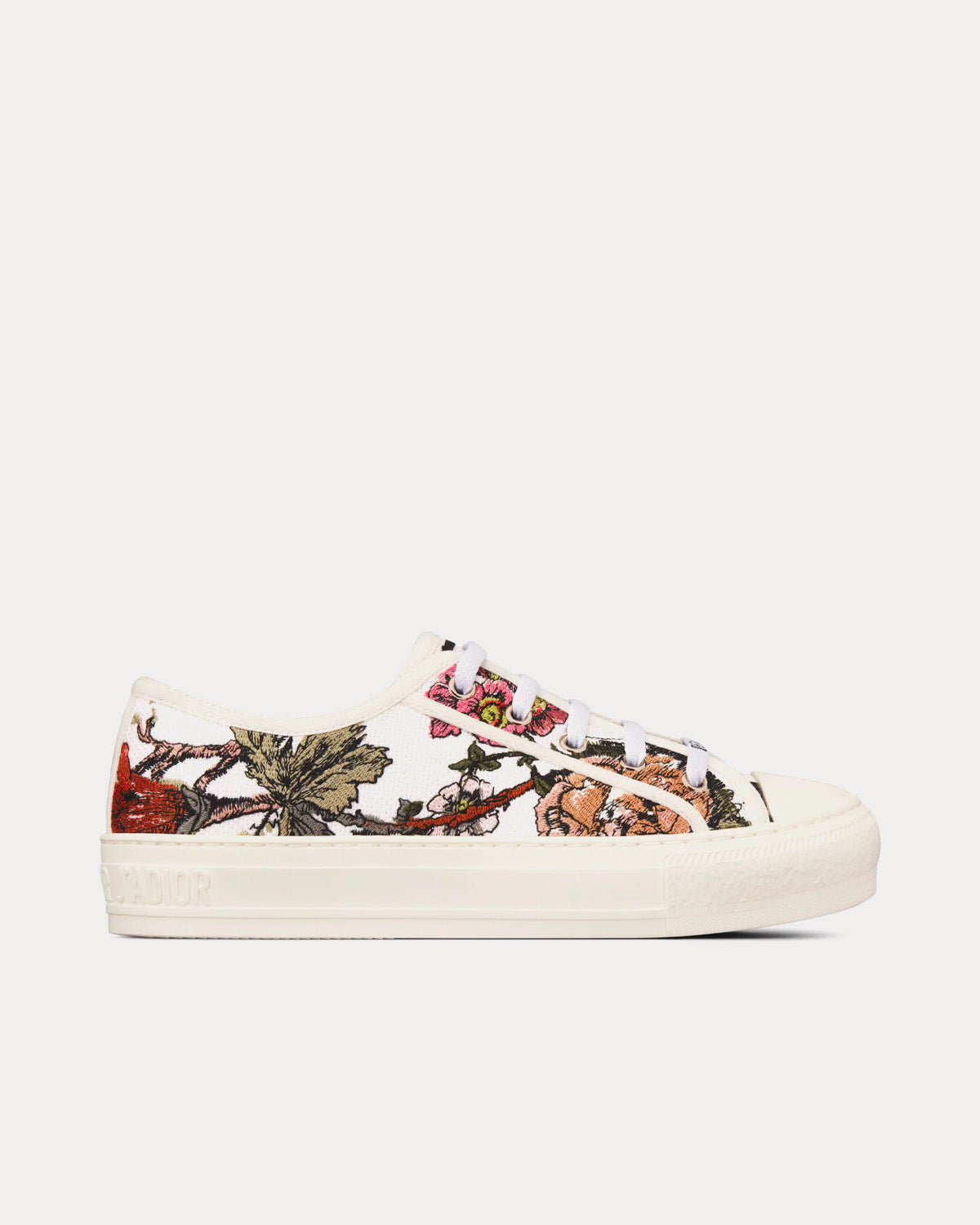 Walk'n'Dior White Multicolor Cotton with Dior Jardin Botanique Embroidery Low Top Sneakers