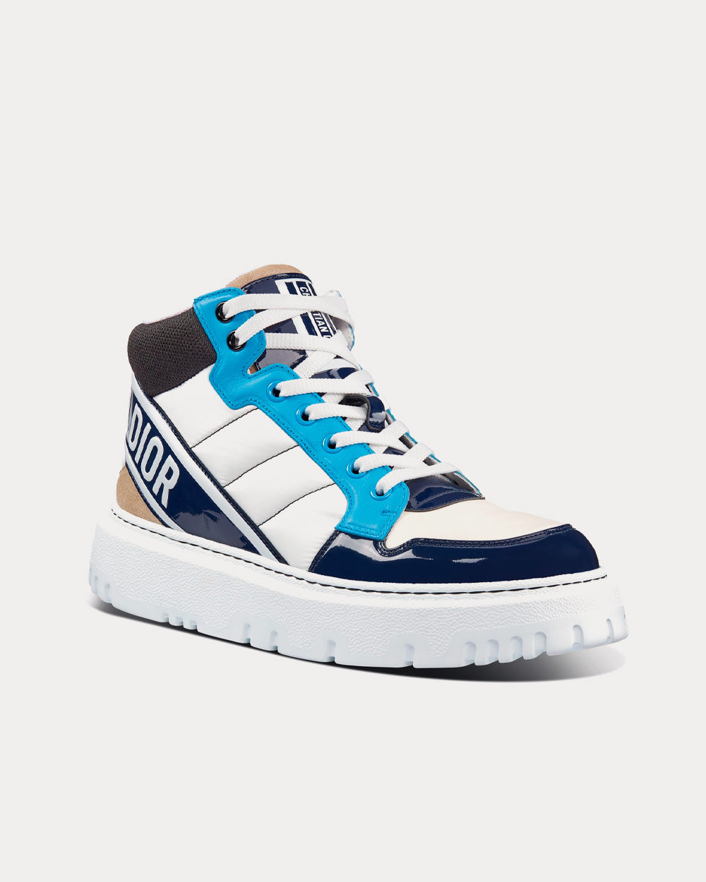 D-Player Blue Multicolor Technical Fabric, Suede and Calfskin High Top Sneakers
