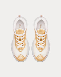 Vibe White Mesh and Gold-Tone Leather Low Top Sneakers