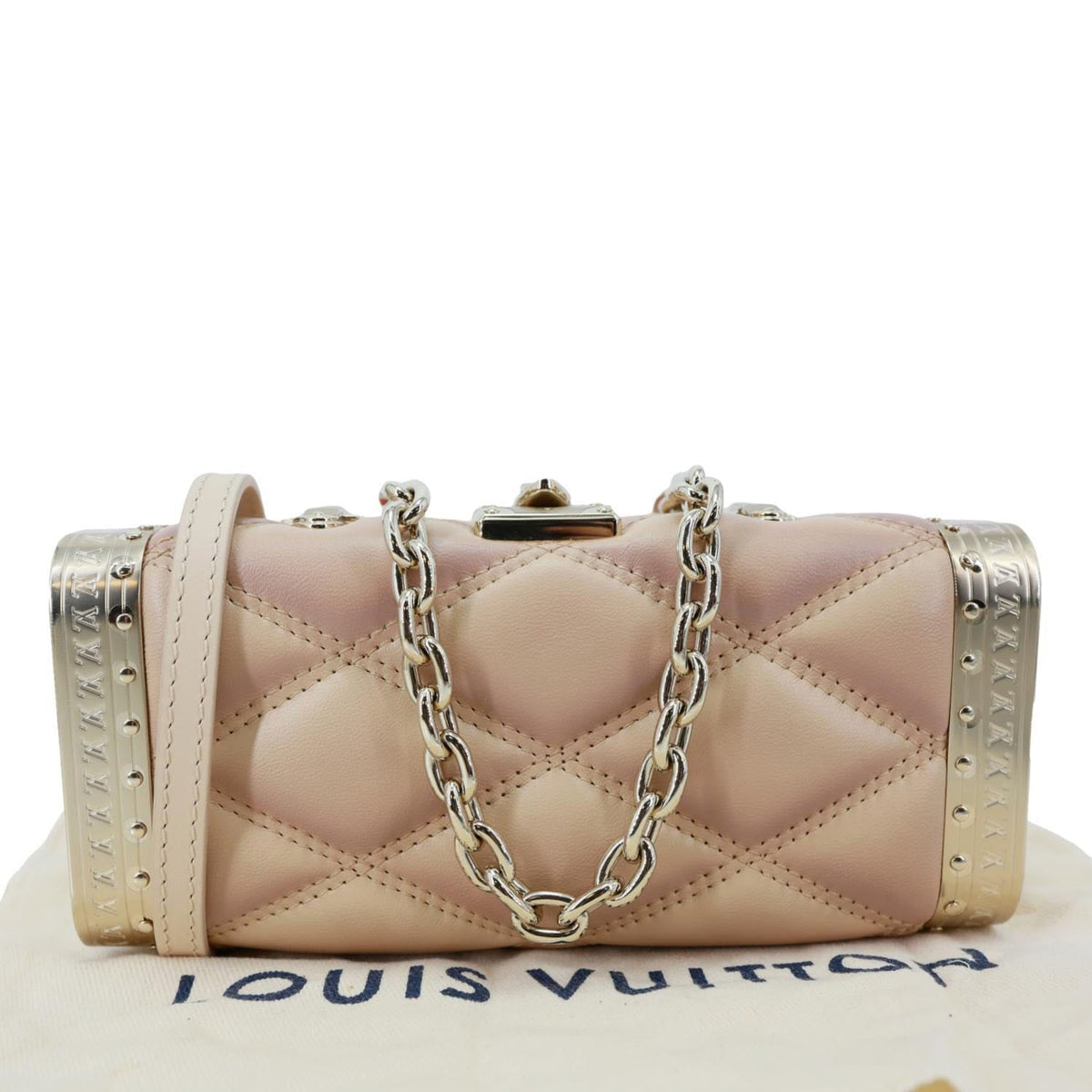 LOUIS VUITTON GO-14 Malletage Minaudiere Quilted Lambskin Leather Crossbody Bag Gold