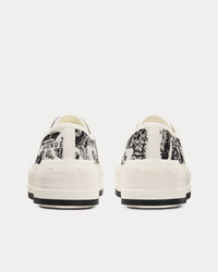 Walk'n'Dior Platform White and Black Cotton Embroidered with Plan de Paris Motif Low Top Sneakers