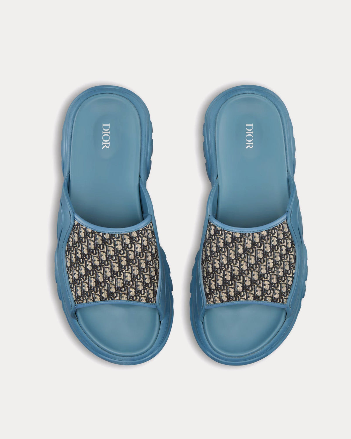 H-Town Blue Rubber with Beige and Black Dior Oblique Jacquard Sandals