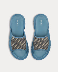 H-Town Blue Rubber with Beige and Black Dior Oblique Jacquard Sandals