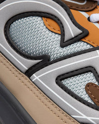 B30 Gray Mesh with Brown, Orange and Beige Technical Fabric Low Top Sneakers