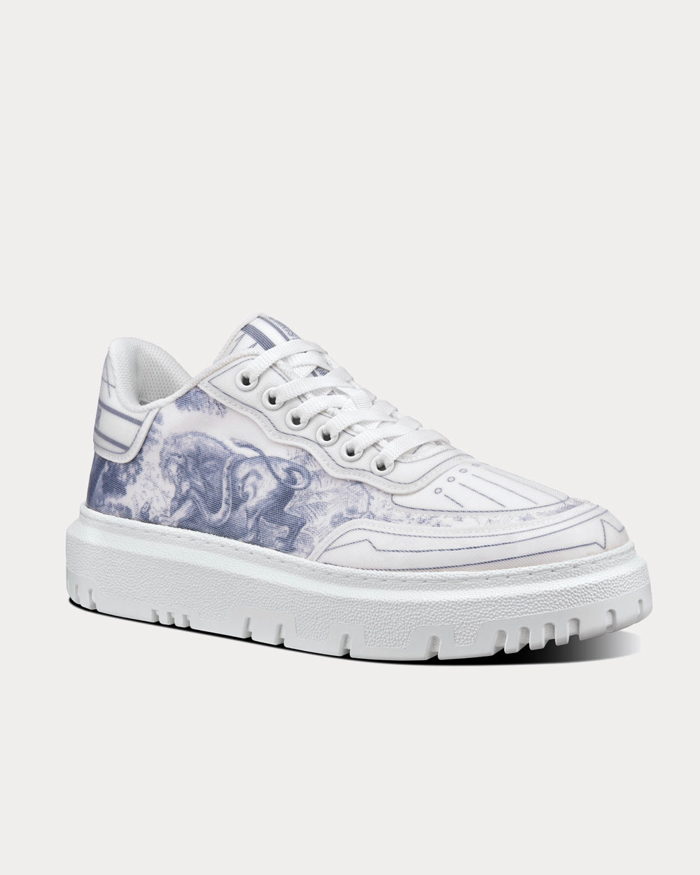 Addict Blue Toile de Jouy Technical Fabric Low Top Sneakers