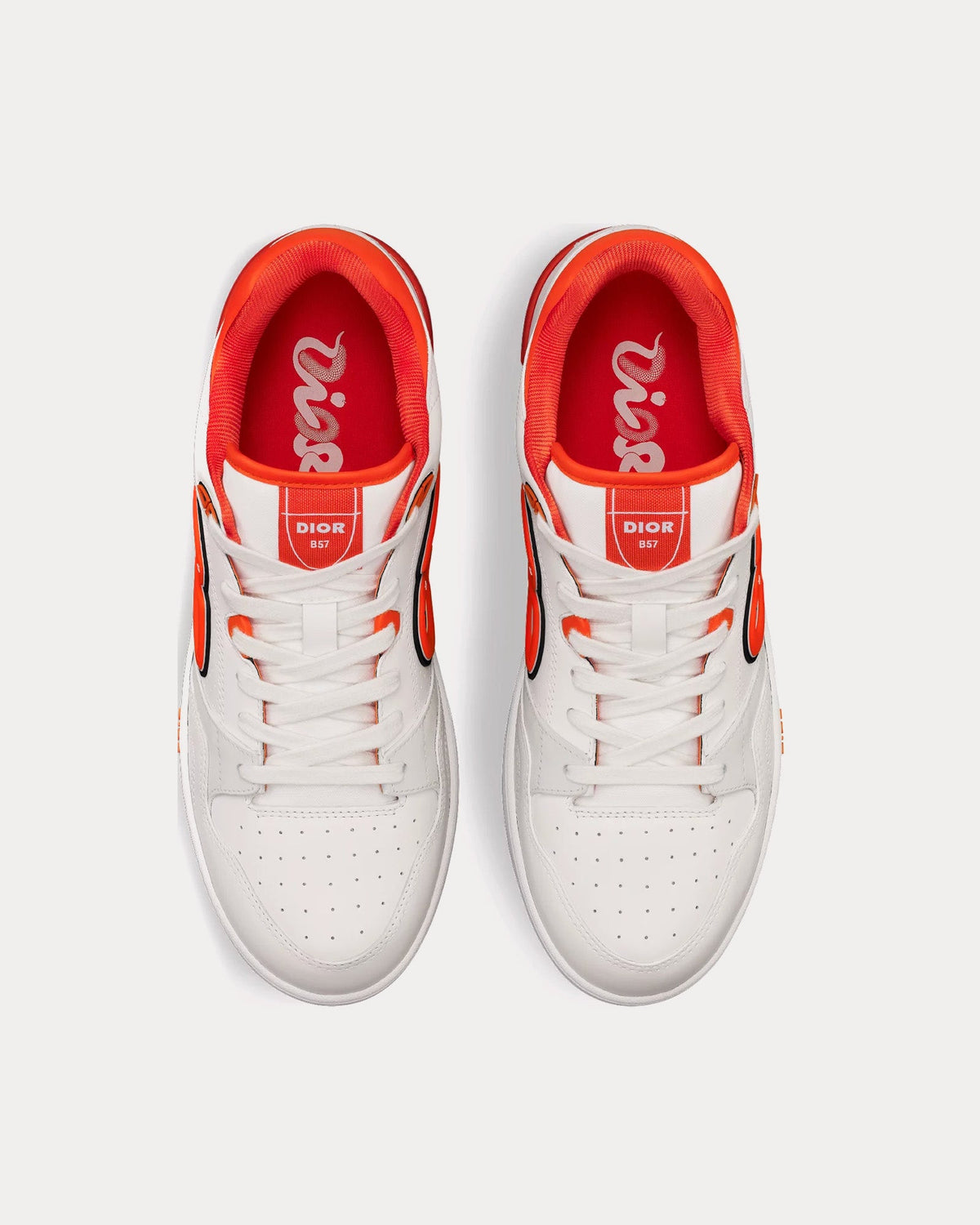 B57 Smooth Calfskin & Suede White / Vermilion Red Low Top Sneakers