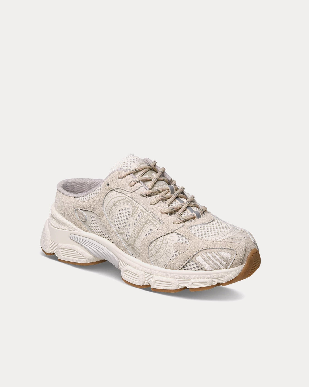 Chrono Mesh & Suede Calfskin Beige Sneaker Mules