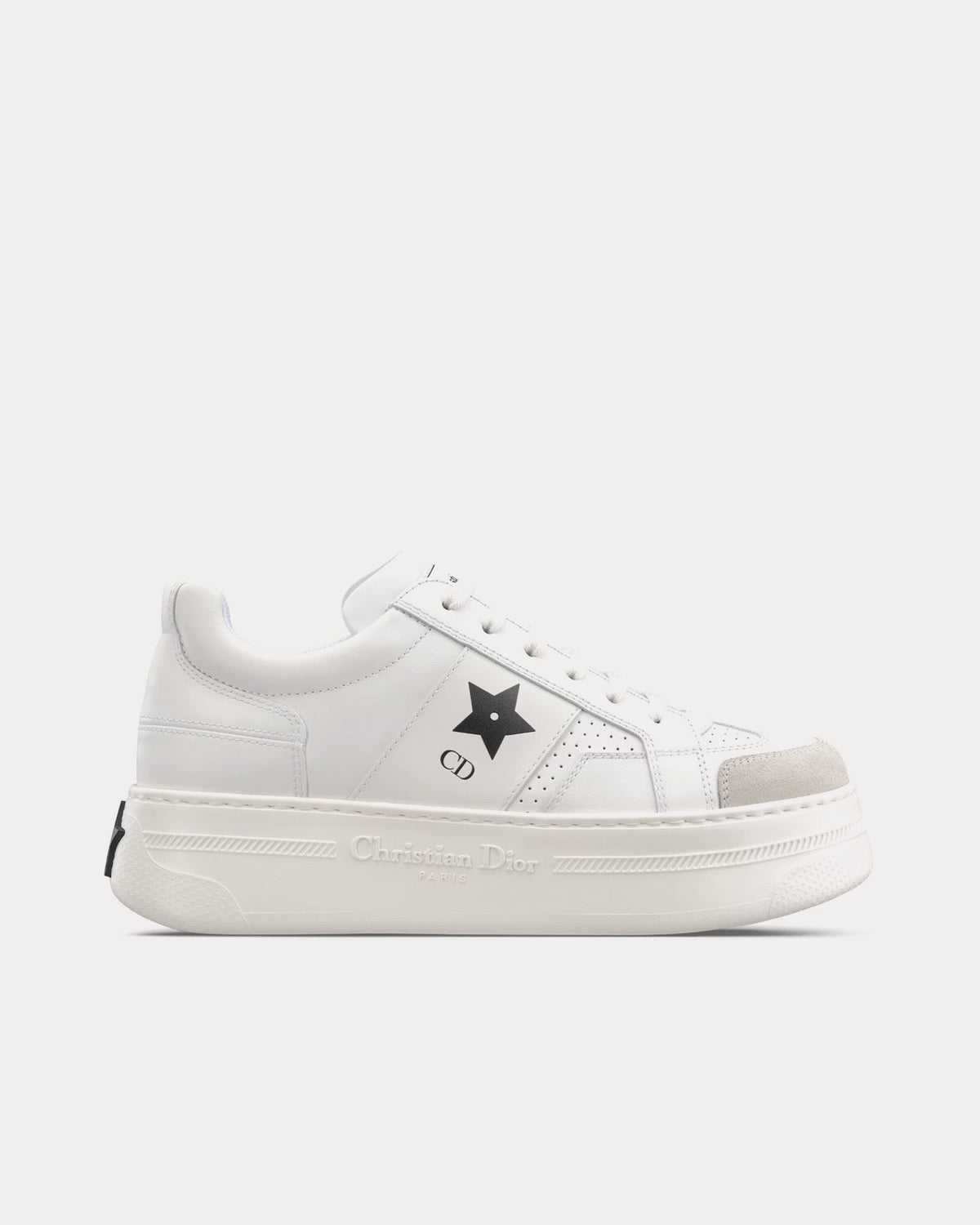 Dior Star Platform Calfskin & Suede White / Black Low Top Sneakers