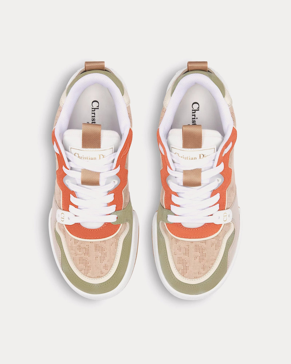 Dior One Perforated Calfskin & Suede Beige / Multi Low Top Sneakers