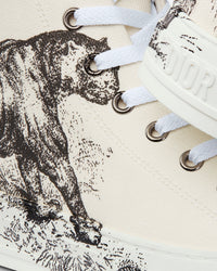 Walk'n'Dior White Cotton Canvas with Black Toile de Jouy Tiger Print High Top Sneakers